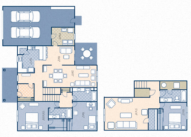Floor plan for 3 beds, 3 baths, 2346 sqft